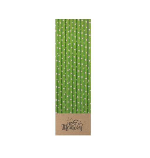 Green Polka Straws