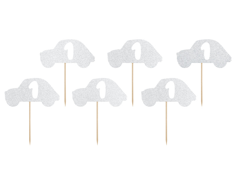 Cupcake toppers 1st Birthday, silver