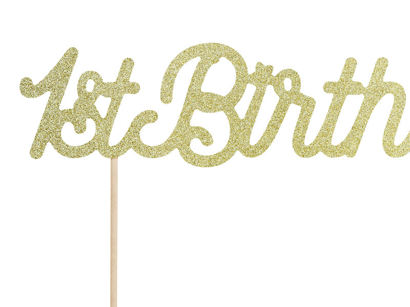 Cake topper 1st Birthday, gold