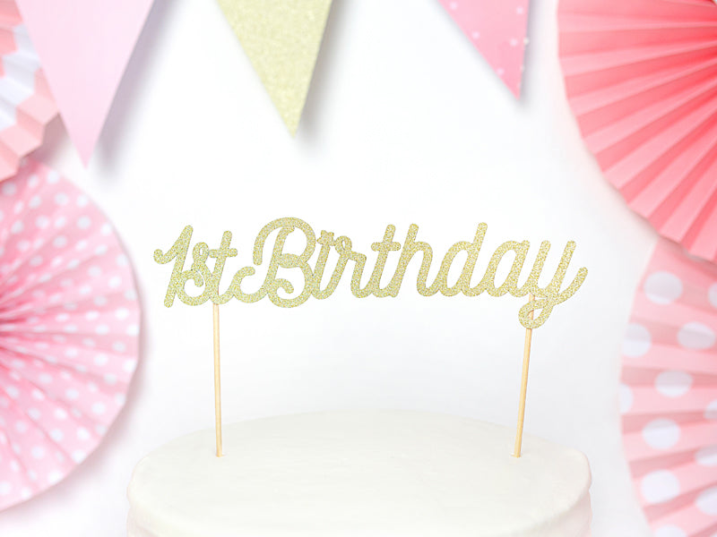 Cake topper 1st Birthday, gold