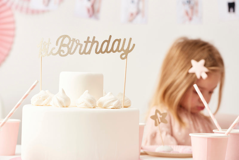 Cake topper 1st Birthday, gold
