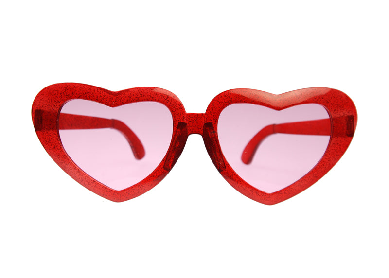 Glasses Mega hearts, red