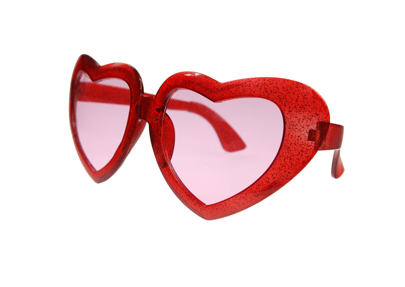 Glasses Mega hearts, red