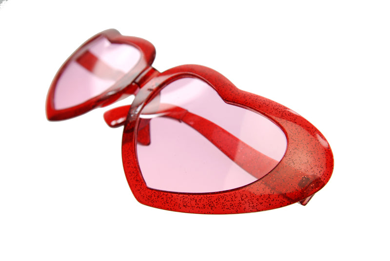 Glasses Mega hearts, red