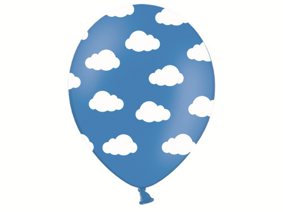 Balloons 30cm, Clouds, Pastel Cornflower Blue