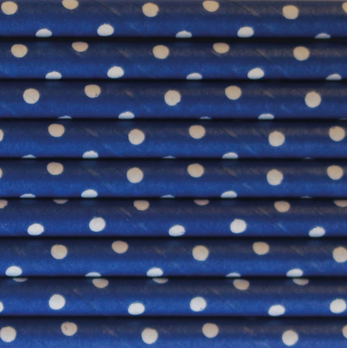 Blue Polka Straws