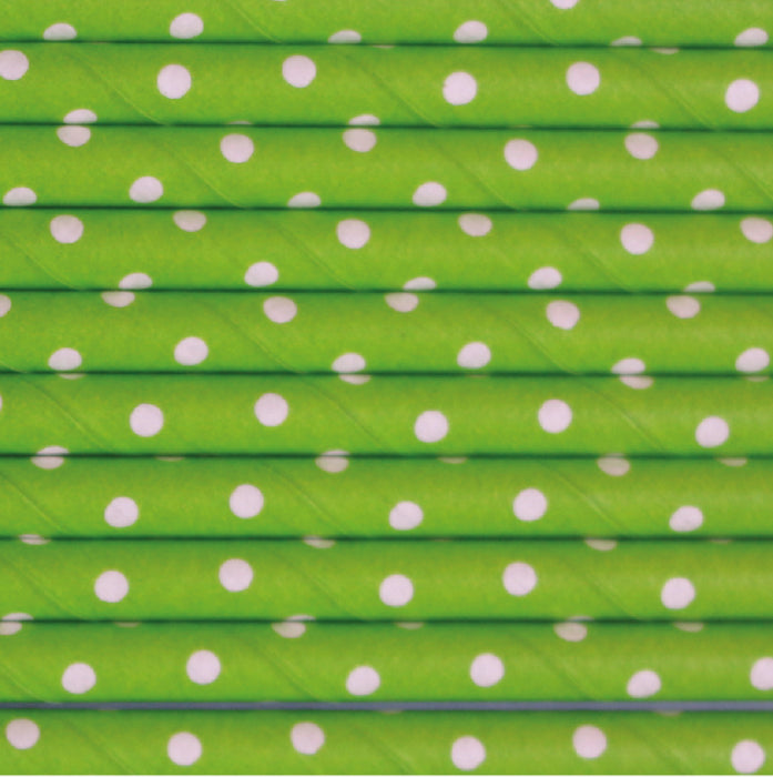 Green Polka Straws